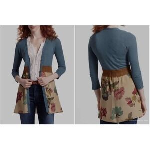 XS Anthropologie Floral cardigan by Knitted & Knotted V Neck Button down Foliage